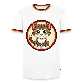 Kitten Colorful Kawaii Cartoon Character Clipart - Men's Ringer Shirt - white/tricolour - Front - AI Model Female 172 light (172cm) & AI Model Male 185 light (185cm)