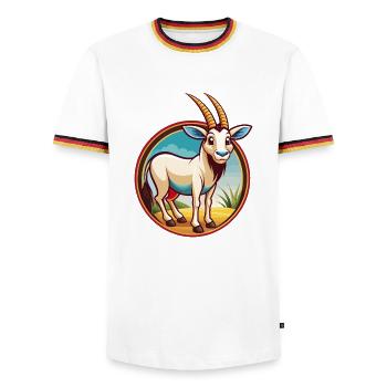 Oryx mignon drôle Kawaii dessin animé Clipart animal de compagnie - T-shirt contrasté Homme - blanc/tricolore - Devant - AI Model Female 172 light (172cm) & AI Model Male 185 light (185cm)