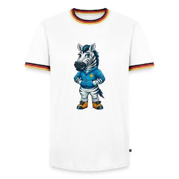 zèbre cool kawaii dessin animé personnage clipart - T-shirt contrasté Homme - blanc/tricolore - Devant - AI Model Female 172 light (172cm) & AI Model Male 185 light (185cm)
