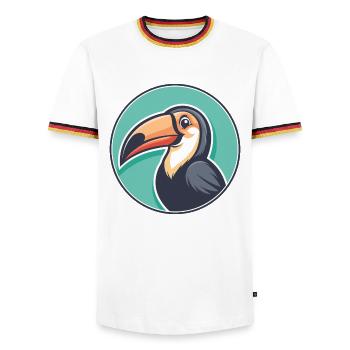 Toucan Kawaii Dessin animé Personnage Animal Animal Visage - T-shirt contrasté Homme - blanc/tricolore - Devant - AI Model Female 172 light (172cm) & AI Model Male 185 light (185cm)