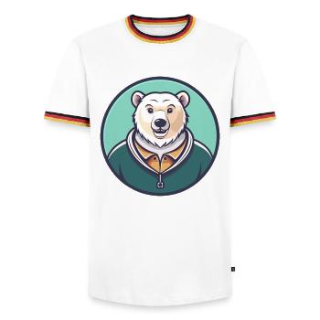 Eisbär Kawaii Cartoon Figur Tier Gesicht - Männer Kontrast-T-Shirt - Weiß/Dreifarbig - Vorne - AI Model Female 172 light (172cm) & AI Model Male 185 light (185cm)