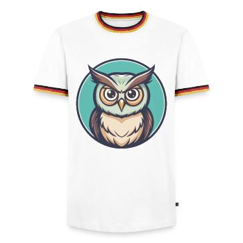 Eule Kawaii Cartoon Figur Tier Haustier Gesicht - Männer Kontrast-T-Shirt - Weiß/Dreifarbig - Vorne - AI Model Female 172 light (172cm) & AI Model Male 185 light (185cm)
