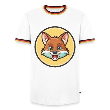 Fox Kawaii Cartoon Character Animal Pet Face - Men's Ringer Shirt - white/tricolour - Front - AI Model Female 172 light (172cm) & AI Model Male 185 light (185cm)