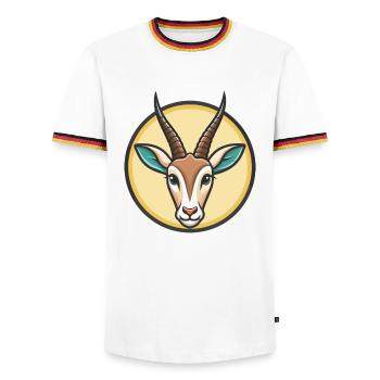Oryx Kawaii Dessin animé Personnage Animal Animal Visage - T-shirt contrasté Homme - blanc/tricolore - Devant - AI Model Female 172 light (172cm) & AI Model Male 185 light (185cm)