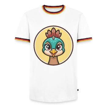 paon kawaii dessin animé personnage animal visage d’animal - T-shirt contrasté Homme - blanc/tricolore - Devant - AI Model Female 172 light (172cm) & AI Model Male 185 light (185cm)