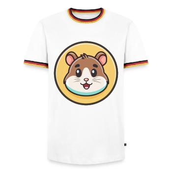 Hamster Kawaii Cartoon Character Animal Pet Face - Men's Ringer Shirt - white/tricolour - Front - AI Model Female 172 light (172cm) & AI Model Male 185 light (185cm)