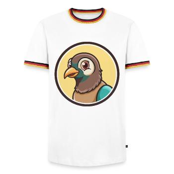 Taube Kawaii Cartoon Figur Tier Haustier Gesicht - Männer Kontrast-T-Shirt - Weiß/Dreifarbig - Vorne - AI Model Female 172 light (172cm) & AI Model Male 185 light (185cm)