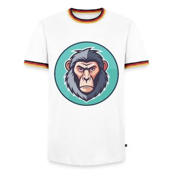 Pavian Kawaii Cartoon Figur Tier Haustier Gesicht - Männer Kontrast-T-Shirt - Weiß/Dreifarbig - Vorne - AI Model Female 172 light (172cm) & AI Model Male 185 light (185cm)