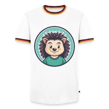 Igel Kawaii Cartoon Figur Tier Haustier Gesicht - Männer Kontrast-T-Shirt - Weiß/Dreifarbig - Vorne - AI Model Female 172 light (172cm) & AI Model Male 185 light (185cm)