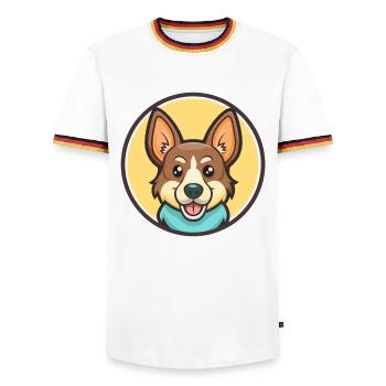 Corsican Dog Breed Colorful Cartoon Kawaii Clipart - Men's Ringer Shirt - white/tricolour - Front - AI Model Female 172 light (172cm) & AI Model Male 185 light (185cm)