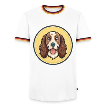 English Setter Dog Breed Cartoon Kawaii Clipart - Men's Ringer Shirt - white/tricolour - Front - AI Model Female 172 light (172cm) & AI Model Male 185 light (185cm)