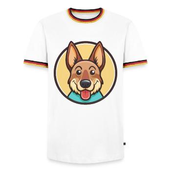 Cimarron Uruguayo Chien Race Dessin animé Kawaii Clipart - T-shirt contrasté Homme - blanc/tricolore - Devant - AI Model Female 172 light (172cm) & AI Model Male 185 light (185cm)