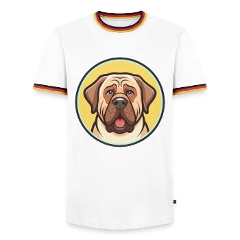 Spanish Mastiff Dog Breed Cartoon Kawaii Clipart - Men's Ringer Shirt - white/tricolour - Front - AI Model Female 172 light (172cm) & AI Model Male 185 light (185cm)