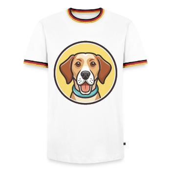 Treeing Cur Dog Breed Funny Cartoon Kawaii Clipart - Men's Ringer Shirt - white/tricolour - Front - AI Model Female 172 light (172cm) & AI Model Male 185 light (185cm)