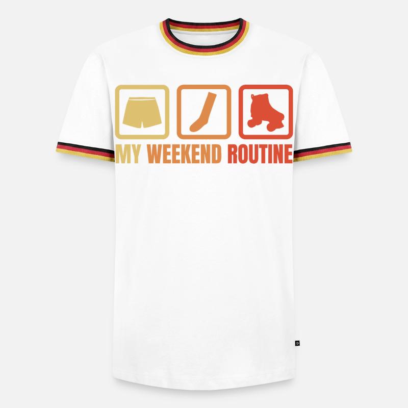 Wochenende mit Rollschuhen - Männer Kontrast-T-Shirt - Weiß/Dreifarbig