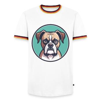 Boxer Hund Rasse Cartoon Kawaii Clipart Tier Haustier - Männer Kontrast-T-Shirt - Weiß/Dreifarbig - Vorne - AI Model Female 172 light (172cm) & AI Model Male 185 light (185cm)