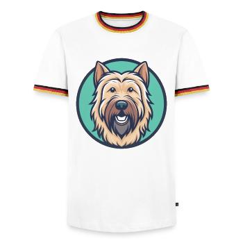 Briard Hund Rasse Cartoon Kawaii Clipart Tier Haustier - Männer Kontrast-T-Shirt - Weiß/Dreifarbig - Vorne - AI Model Female 172 light (172cm) & AI Model Male 185 light (185cm)