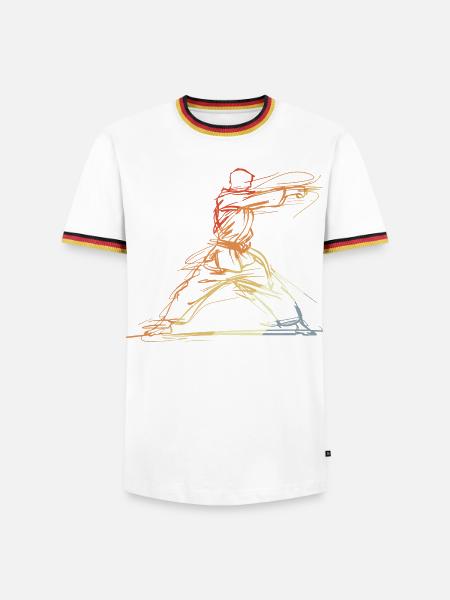 Karateka Line Sketch Retro - Men's Ringer Shirt - white/tricolour