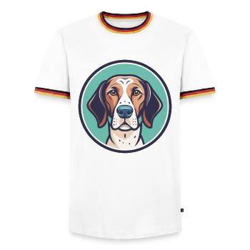 Old Spanish Pointer Dog Breed Funny Cartoon Kawaii - Men's Ringer Shirt - white/tricolour - Front - AI Model Female 172 light (172cm) & AI Model Male 185 light (185cm)