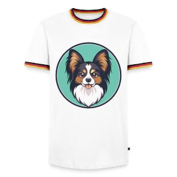 Papillon Chien Race Coloré Dessin Animé Kawaii Clipart - T-shirt contrasté Homme - blanc/tricolore - Devant - AI Model Female 172 light (172cm) & AI Model Male 185 light (185cm)