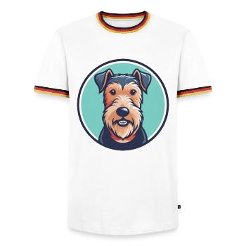 Welsh Terrier Chien Race Dessin animé Kawaii Clipart Animal de compagnie - T-shirt contrasté Homme - blanc/tricolore - Devant - AI Model Female 172 light (172cm) & AI Model Male 185 light (185cm)