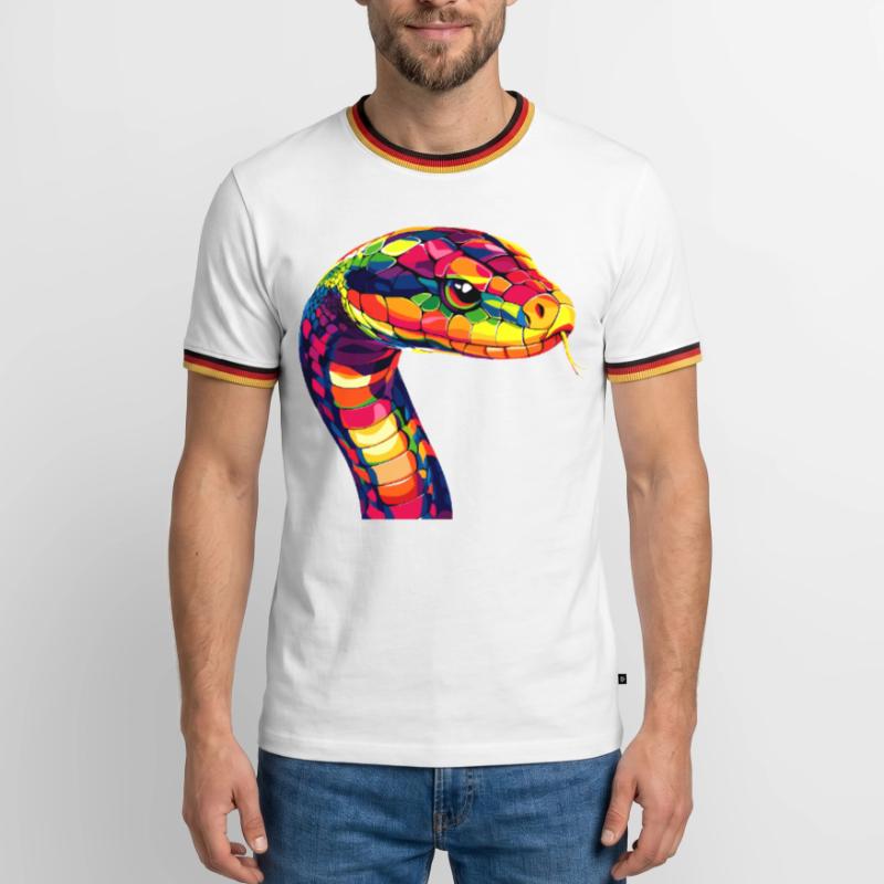 Serpent Python Cobra Mamba Serpent à sonnettes Serpent T-shirt contrasté Homme