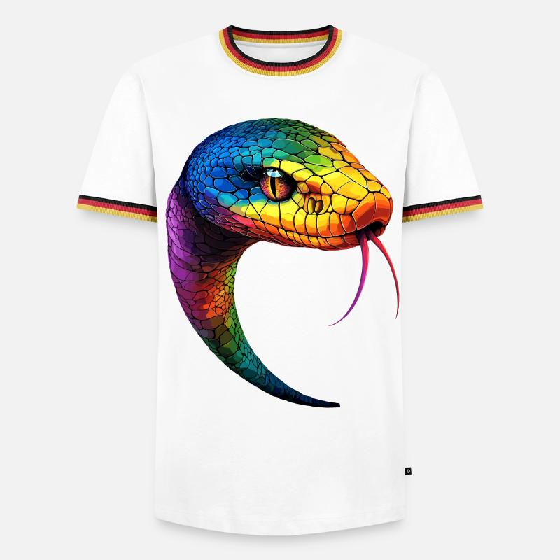 Schlange Python Kobra Mamba Klapperschlange Snake - Männer Kontrast-T-Shirt - Weiß/Dreifarbig