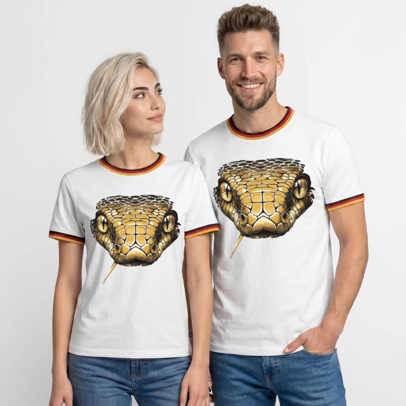 Serpent Python Cobra Mamba Serpent à sonnettes Serpent T-shirt contrasté Homme