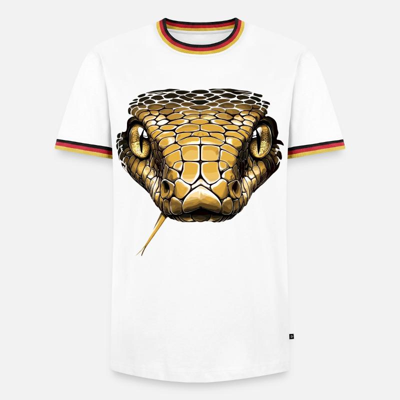 Schlange Python Kobra Mamba Klapperschlange Snake - Männer Kontrast-T-Shirt - Weiß/Dreifarbig
