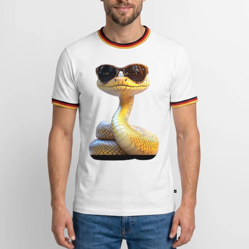 Serpent Python Cobra Mamba Serpent à sonnettes Serpent T-shirt contrasté Homme