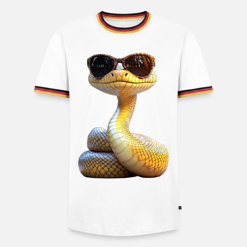 Schlange Python Kobra Mamba Klapperschlange Snake - Männer Kontrast-T-Shirt - Weiß/Dreifarbig