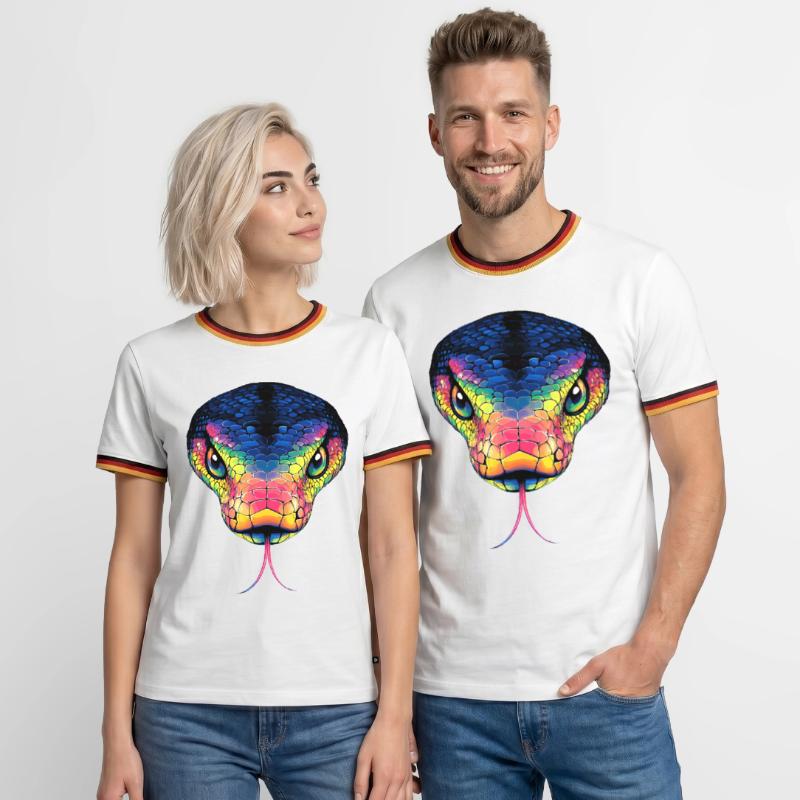 Serpent Python Cobra Mamba Serpent à sonnettes Serpent T-shirt contrasté Homme
