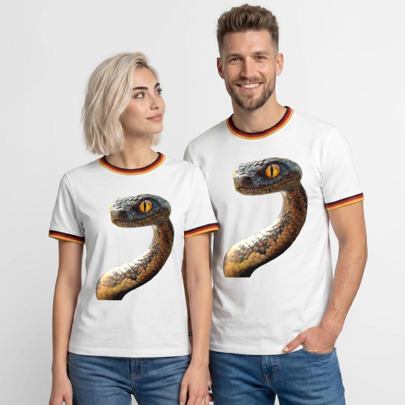 Serpent Python Cobra Mamba Serpent à sonnettes Serpent T-shirt contrasté Homme