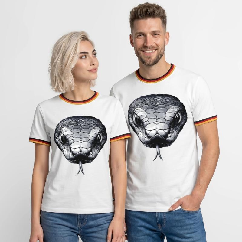 Serpent Python Cobra Mamba Serpent à sonnettes Serpent T-shirt contrasté Homme