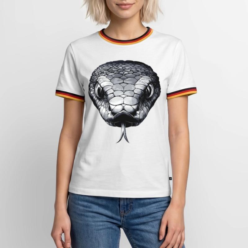 Serpent Python Cobra Mamba Serpent à sonnettes Serpent T-shirt contrasté Homme