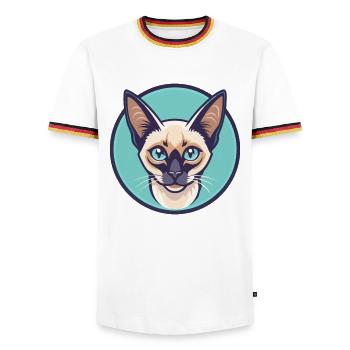 Balinesische Katze Rasse Cartoon Kawaii Tier Haustier - Männer Kontrast-T-Shirt - Weiß/Dreifarbig - Vorne - AI Model Female 172 light (172cm) & AI Model Male 185 light (185cm)