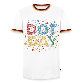 JOURNÉE DU POINT DE VUE - T-shirt contrasté Homme - blanc/tricolore - Devant - AI Model Female 172 light (172cm) & AI Model Male 185 light (185cm)
