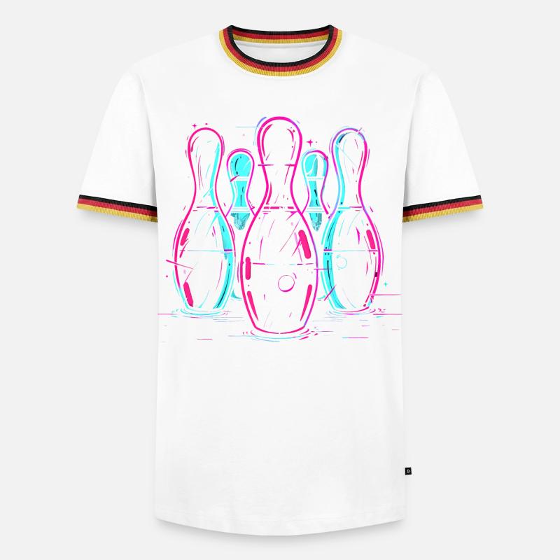 Retro Bowling Synthwave - Men's Ringer Shirt - white/tricolour