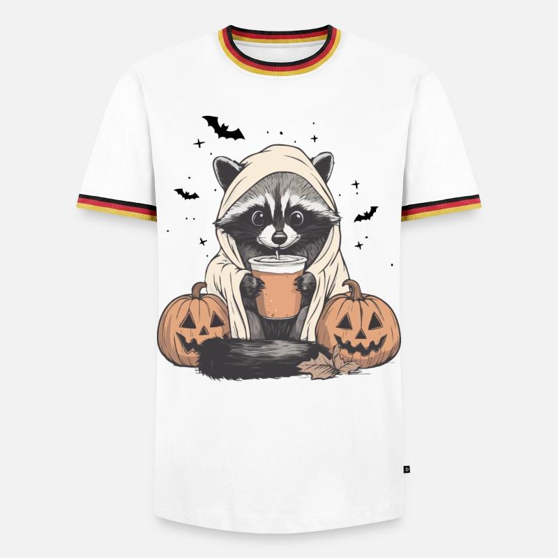 Halloween Pullover, Waschbär Halloween, Geschenk - Männer Kontrast-T-Shirt - Weiß/Dreifarbig