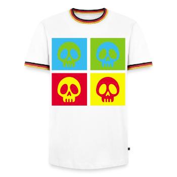 Pop art manga skull - Men's Ringer Shirt - white/tricolour - Front - AI Model Female 172 light (172cm) & AI Model Male 185 light (185cm)