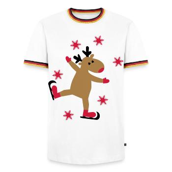 Lustiger Elch zu Weihnachten - Männer Kontrast-T-Shirt - Weiß/Dreifarbig - Vorne - AI Model Female 172 light (172cm) & AI Model Male 185 light (185cm)