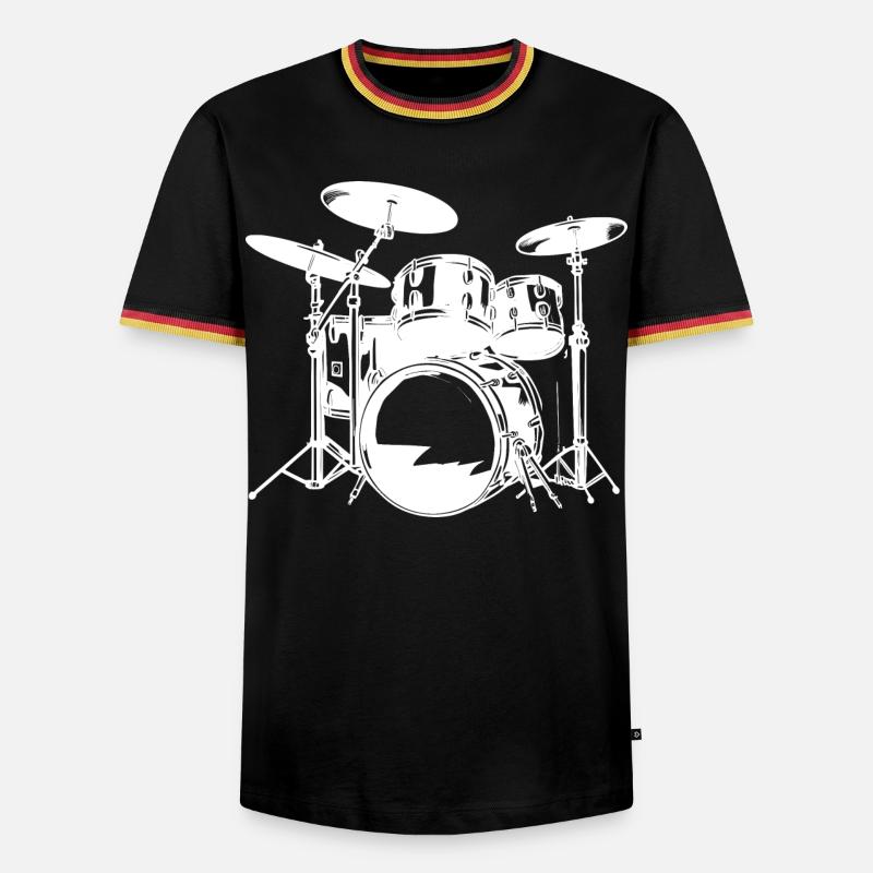 Drumkit Drawing - Men's Ringer Shirt - black/tricolour