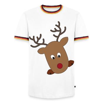 Weihnachten - Männer Kontrast-T-Shirt - Weiß/Dreifarbig - Vorne - AI Model Female 172 light (172cm) & AI Model Male 185 light (185cm)