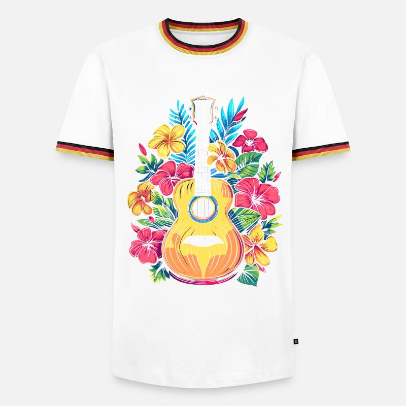 Ukulele Comic Look - Men's Ringer Shirt - white/tricolour
