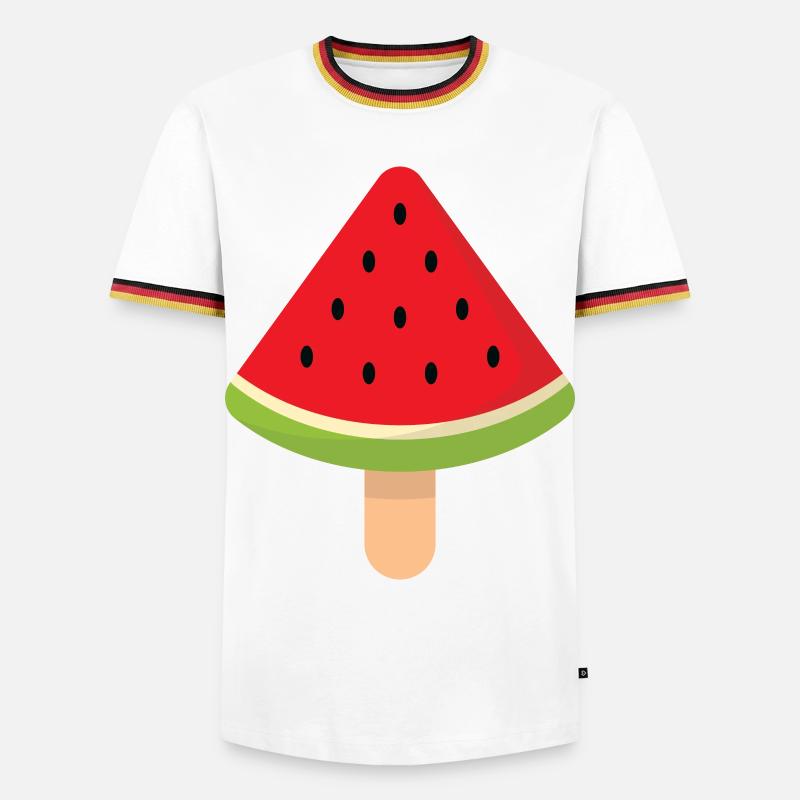 crème de pastèque - T-shirt contrasté Homme - blanc/tricolore