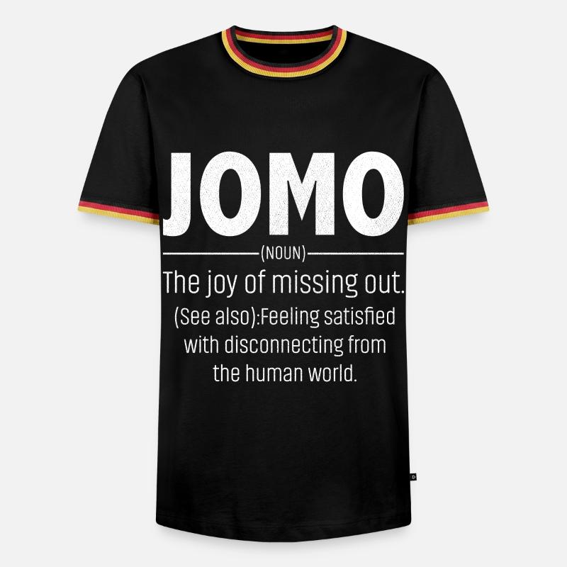 jomo defination - Männer Kontrast-T-Shirt - Schwarz/Dreifarbig