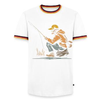 Graphiques de pêcheur - T-shirt contrasté Homme - blanc/tricolore - Devant - AI Model Female 172 light (172cm) & AI Model Male 185 light (185cm)