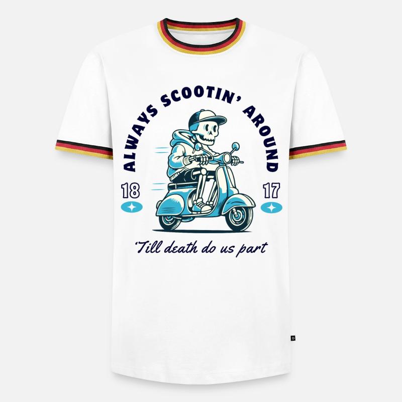 Skeleton on scooter design - Men's Ringer Shirt - white/tricolour