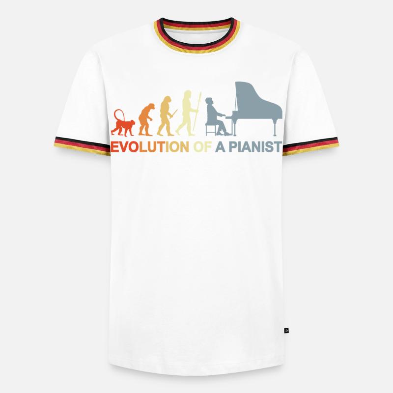 Piano Evolution - Männer Kontrast-T-Shirt - Weiß/Dreifarbig