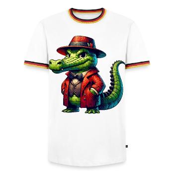 Crocodile Russe en Russe Crocodiles Russes - T-shirt contrasté Homme - blanc/tricolore - Devant - AI Model Female 172 light (172cm) & AI Model Male 185 light (185cm)